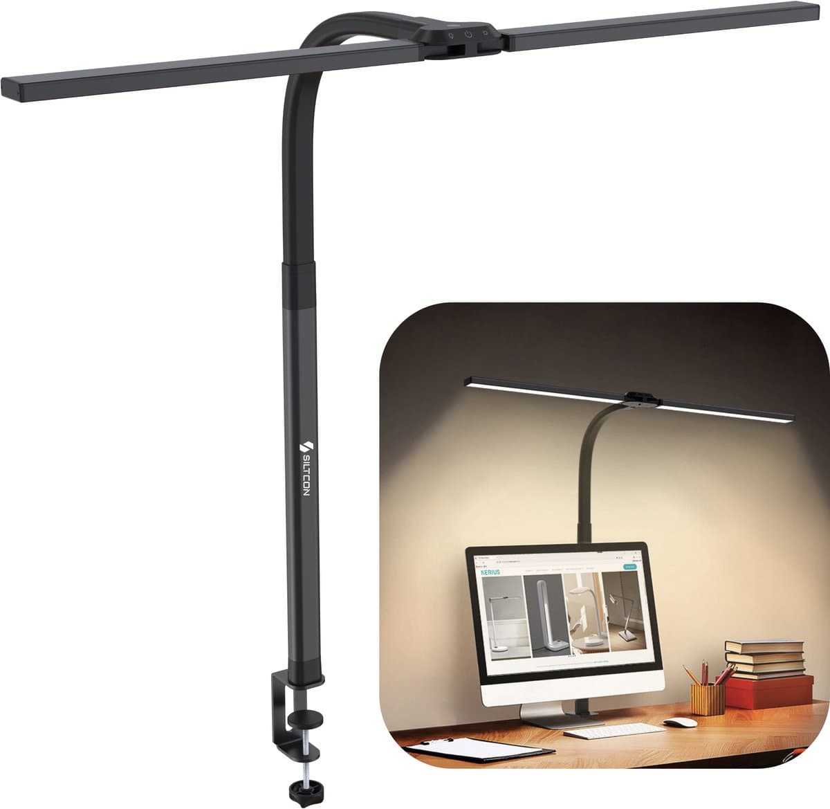 Siltcon Bureaulamp LED Dimbaar met Klem & Afstandsbediening