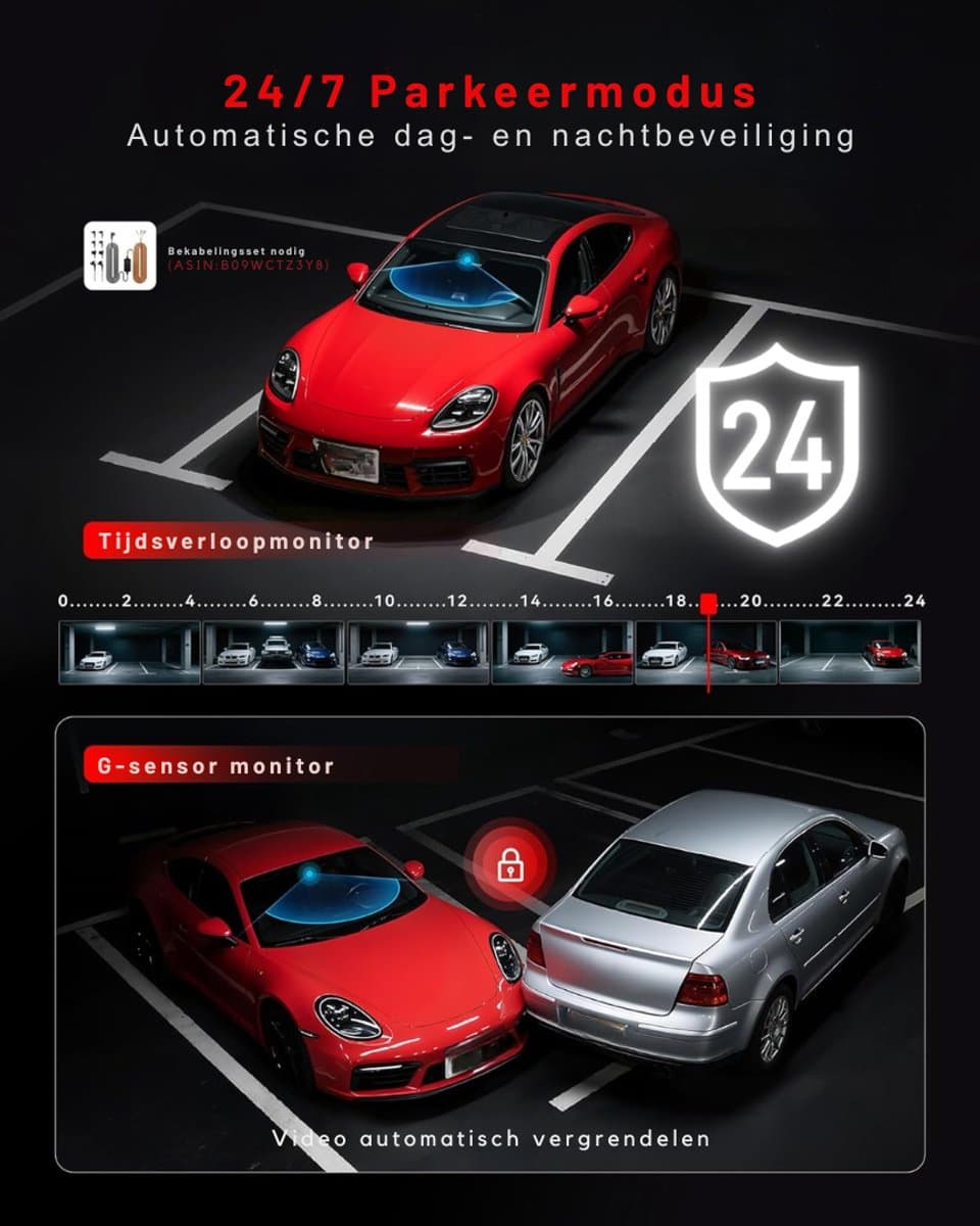 DnA® Dashcam - Dashcam Voor Auto - Dashcams - Dashcam Voor Auto Voor en Achter - Dashcam Draadloos - Zwart - 9cm x 4cm x 4cm thumbnail 6