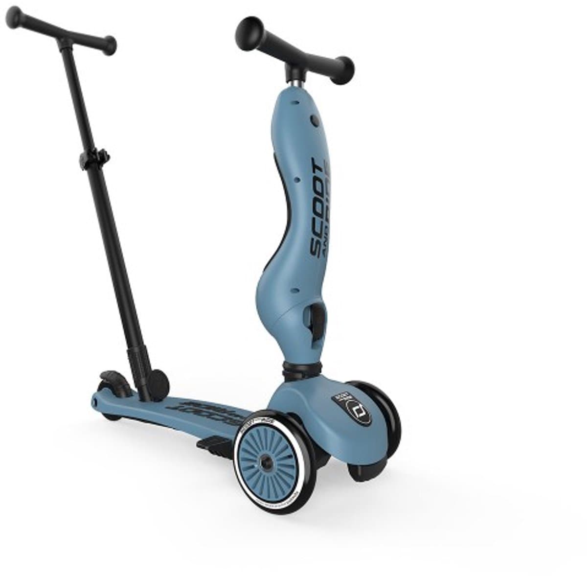 Scoot & Ride Highwaykick 1 Push & Go - 2-in-1 Kinderstep met duwstang - Step & Loopfiets 2-in-1, 3 wielen - Duwstang 3 hoogtes, afneembare voetsteunen - 1-5 jaar, max 20/50 kg - Steel thumbnail 2