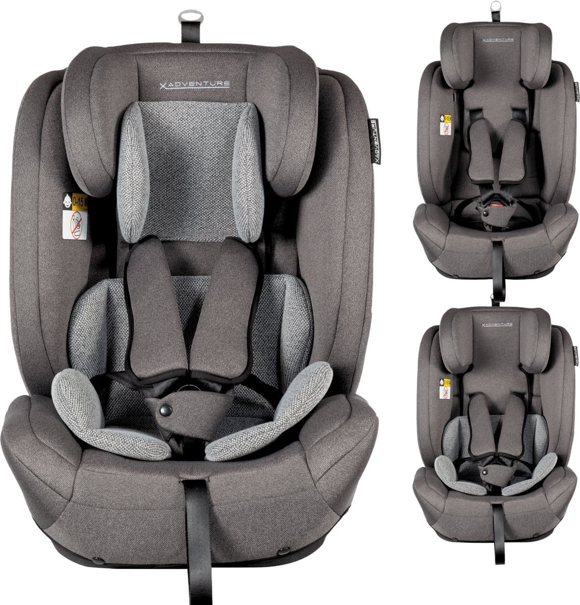 X Adventure Autostoel Premium Groep 1/2/3 9-36 kg (76 tot 150 cm) - Vanaf 15 maanden tot 12 jaar - Gordel - i-Size - Meegroei Autostoel - Grijs