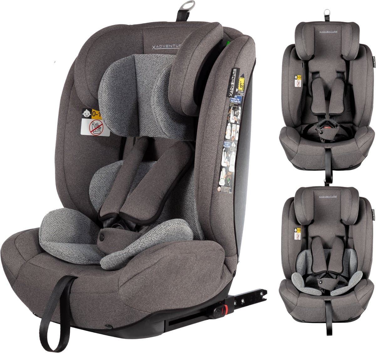 X Adventure Autostoel Grow Fix Groep 1/2/3 9-36 kg (76 tot 150 cm) Vanaf 15 maanden tot 12 jaar - Met Isofix - i-Size - Meegroei Autostoel - Grijs thumbnail 7