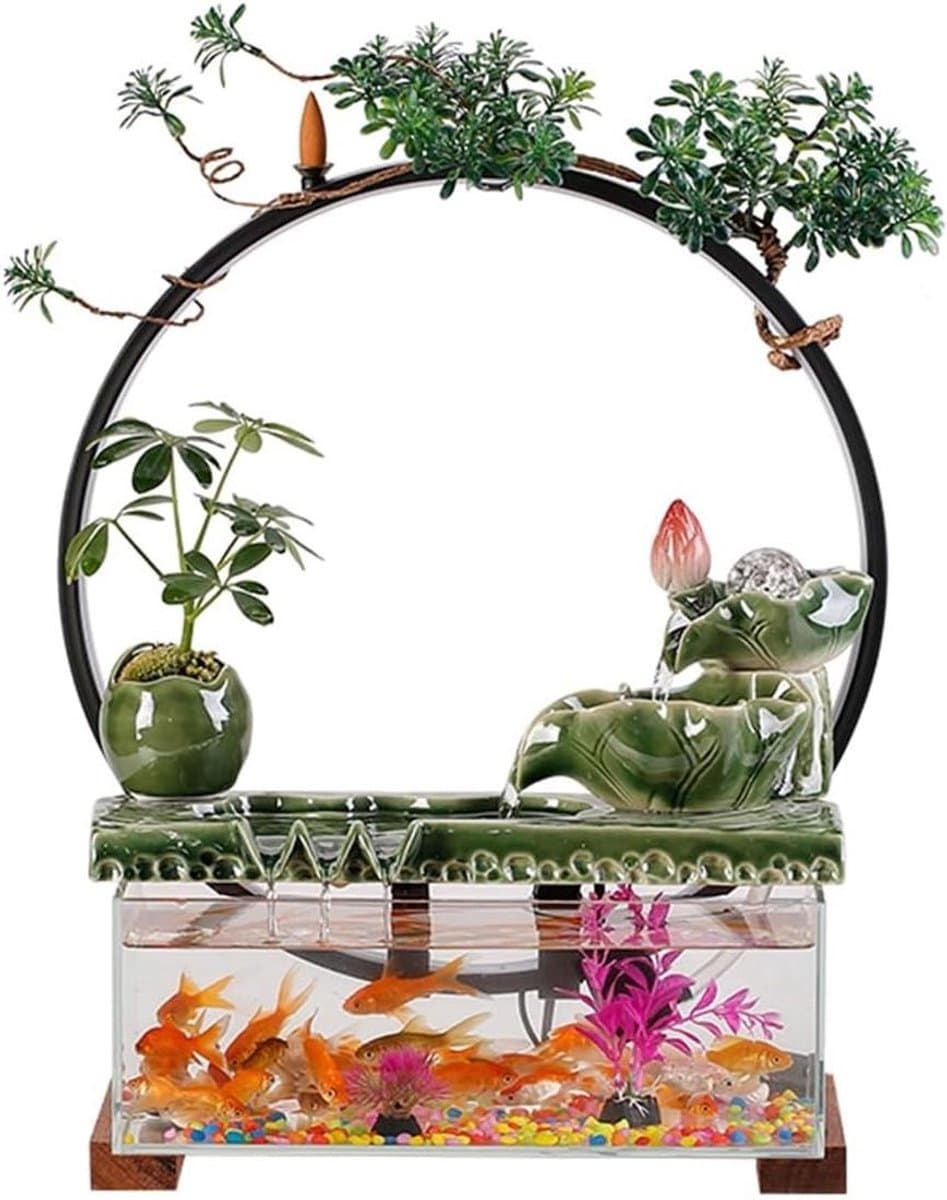 Glazen Aquarium - Vissenkom Decoratief - Huisdecoratie - Met Lichtring - 4000 ml - Transparant