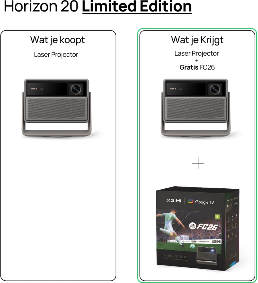 XGIMI Horizon 20 Pro Laser Projector + Gratis FC26 Bundel - 4100 ISO Lumen - Harman Kardon - Beamer voor Gaming & Thuisbioscoop - 4K UHD - Google TV thumbnail 4