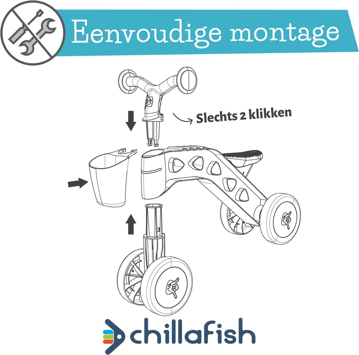 Chillafish Loopfiets 1 jaar voor jongens en meisjes met speelblokken - Loopwagen voor peuters tot 3 jaar met mandje - Blauw - Lichtgewicht - Stille anti slip banden voor binnen en buiten - Stabiele vierwieler - Model Itsibitsi thumbnail 7