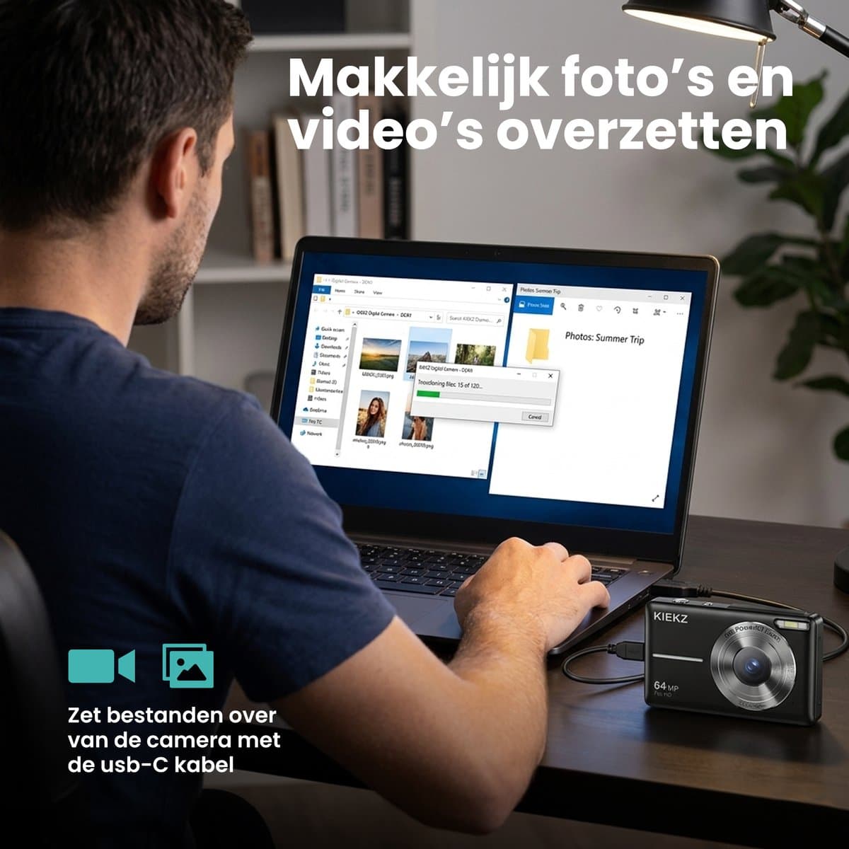 Kiekz Digitale Camera 64MP - Fotocamera Full HD - Compact Camera - Fototoestel - Autofocus - Ideaal voor Kinderen en Beginners - Inclusief 32GB SD Kaart - Zwart thumbnail 8