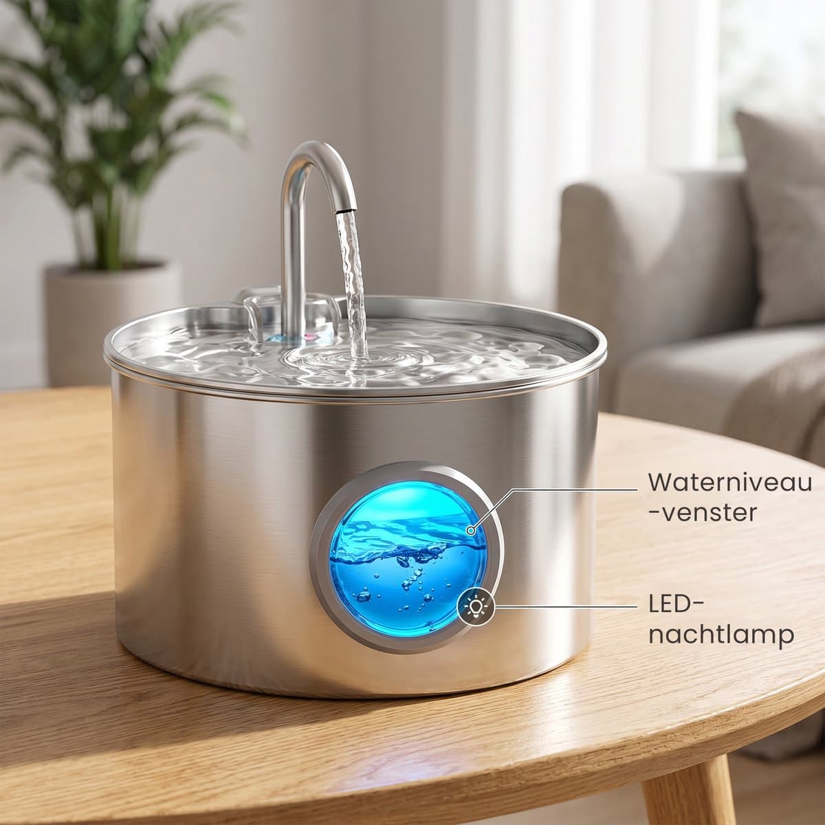 Petsy Drinkfontein kat RVS luxe 2026 - Hond - Waterfontein - 2.6 Liter - incl 2 Filters thumbnail 7