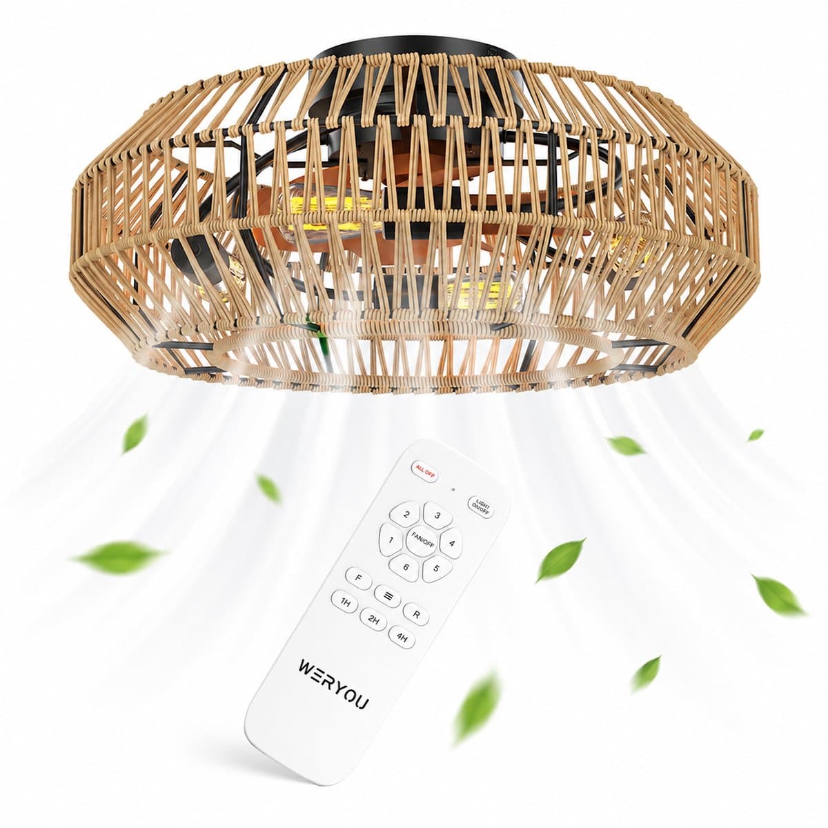 WERYOU® illuminAIR Plafondventilator - Plafonniere - Plafondventilator met Afstandsbediening - Plafondlamp - Plafond ventilator met Verlichting - Ventilator lamp