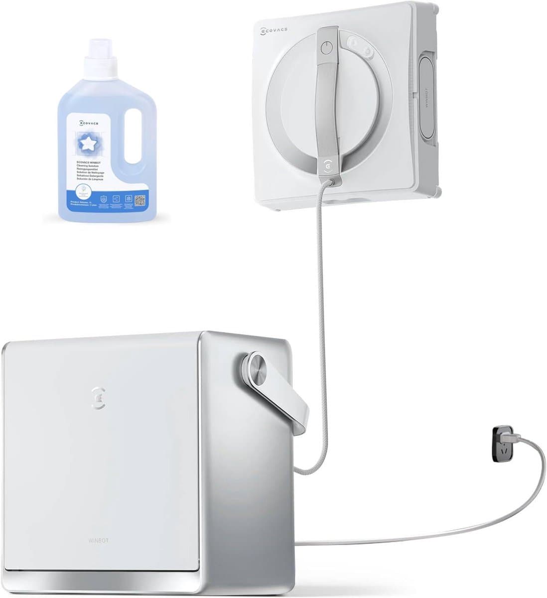ECOVACS WINBOT W2 PRO OMNI Robot ramenreiniger–Ramenwasser–Ruitenreiniger – WIN-SLAM 4.0 intelligente routeplanning– 6-in-1 multifunctioneel station–12-traps veiligheidssysteem–Dubbele stroommodus–Voor ramen–Glazen deuren- 1000ml Schoonmaakmiddel