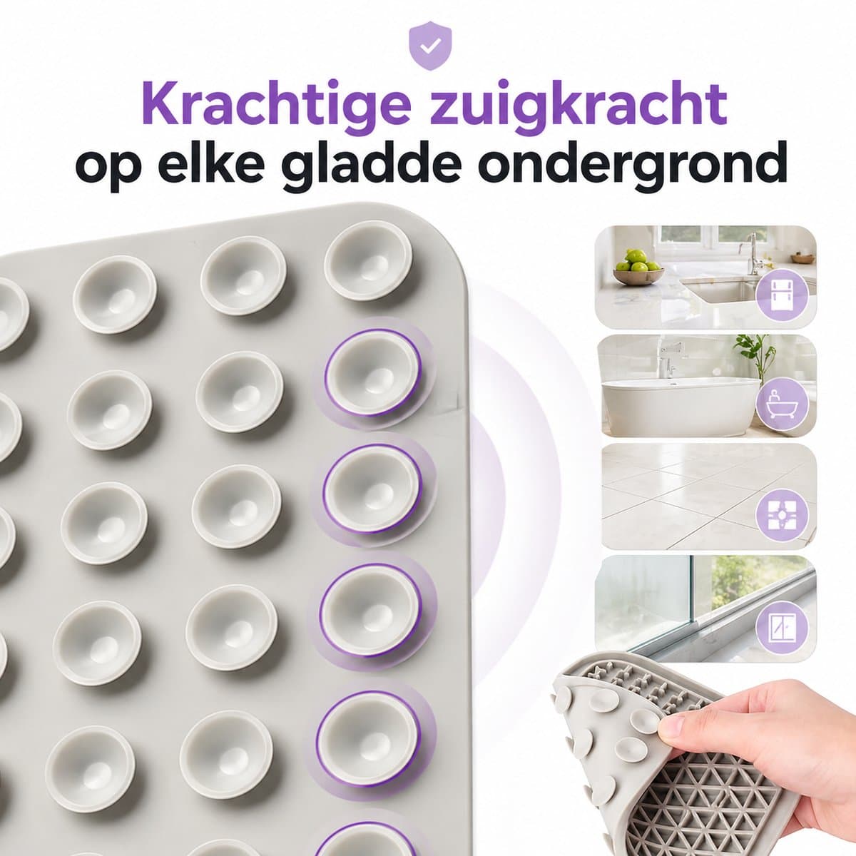 BOTC Likmat Hond met Silicone spatulas - 4-Delig Likmat Voermat Hond - voermat - Slowfeeder Hond - Grijs /Beige thumbnail 6