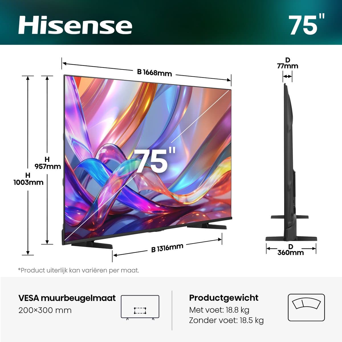 Hisense 75E7S SmartTV - 75 inch - 4K Hi-QLED - 2026 - Hi-QLED Colour - Dolby Vision Atmos - AI 4K Upscaler - AI Smooth Motion - Game Mode Plus - Filmmaker Mode thumbnail 8