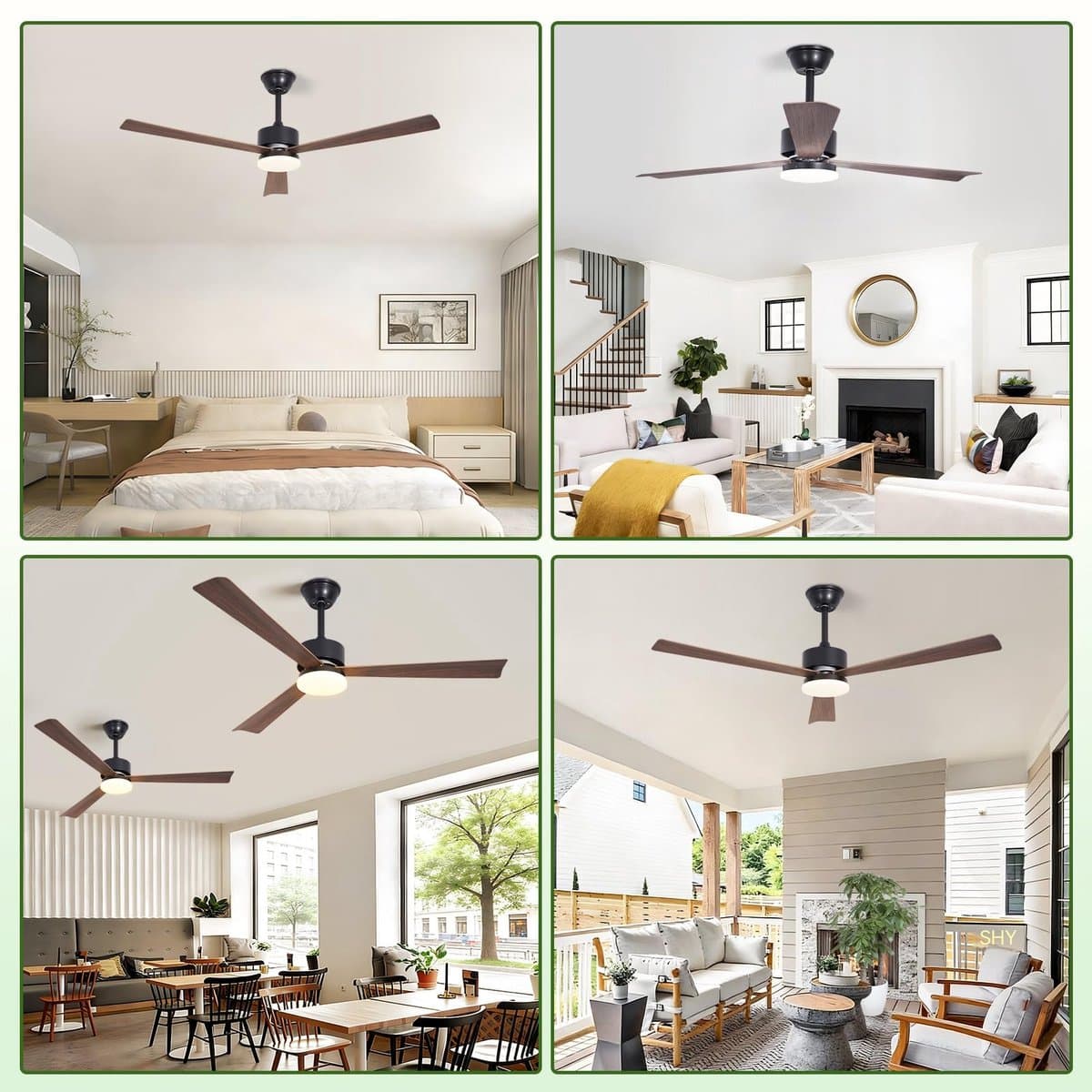 Glitzerlife - Plafond ventilator met verlichting - Stille plafondventilator - Stille Houtlook LED - Dimbaar Met Afstandsbediening - 6 Snelheden Timer - Omkeerbare DC Motor - Ø131cm - Bruin thumbnail 6