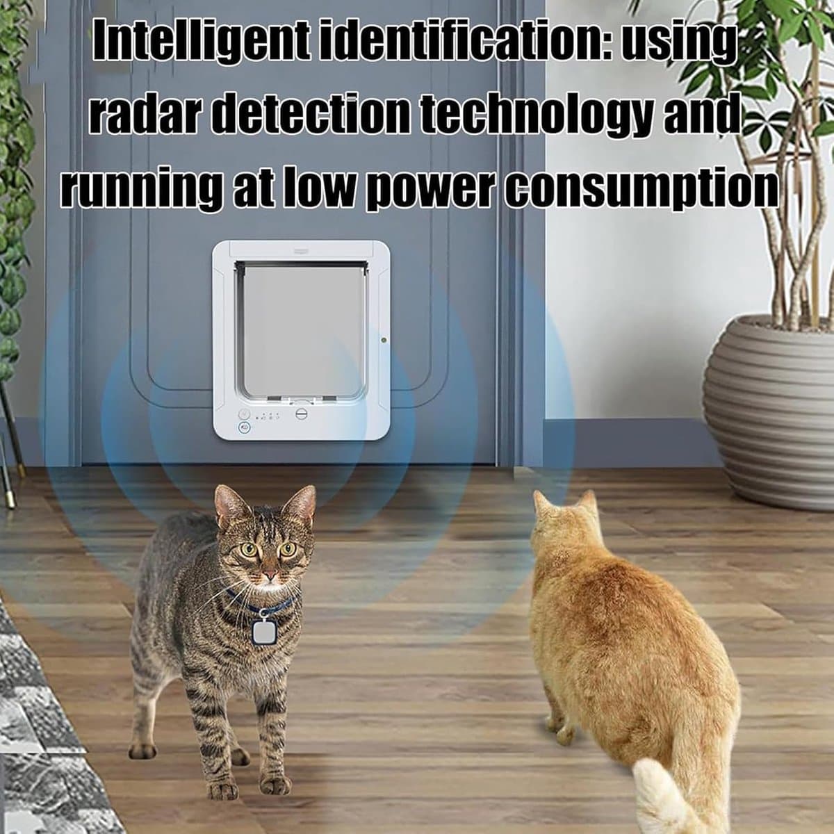 Huisdierluik - Kattenluik Hondendeur - Controle Toegang - Microchip Gestuurd - 11.5 x 10 Inch - Zwart thumbnail 2