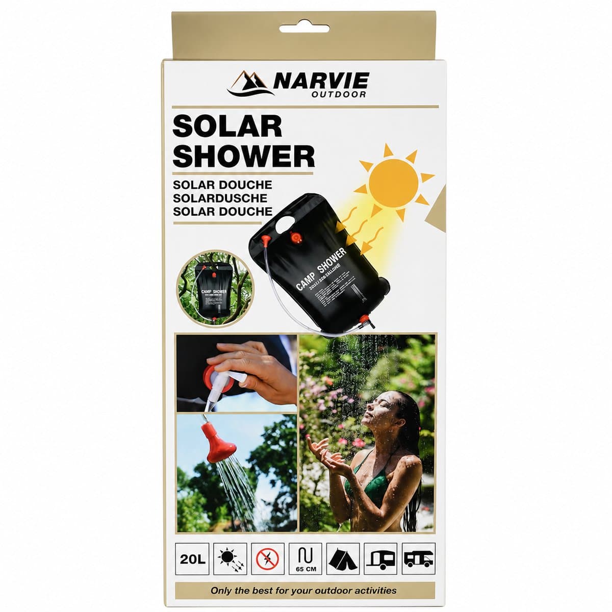 Narvie Solar Douche 20L - Camping Douche met Slang en Sproeikop - Zonnedouche voor Camping en Outdoor thumbnail 4