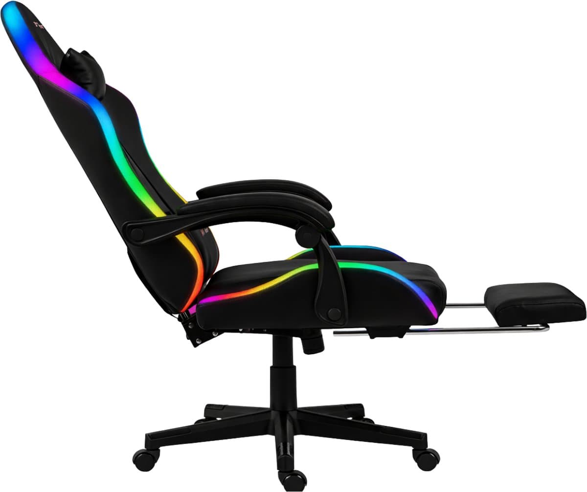GTRacer RGB - Game Stoel - Met RGB Verlichting - Gaming Stoel - Ergonomische Bureaustoel - Gamestoel - Verstelbaar - Gaming Chair - Zwart thumbnail 5