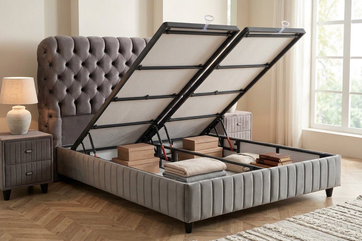 BSS Bedding Fluffy Paris - Boxspring - Boxspring met Opbergruimte - 160x200 - Grijs thumbnail 4