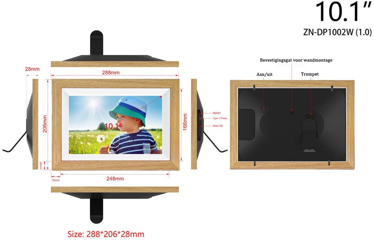 Digitale Fotolijst - Vaderdag cadeau - 10,1 inch - Frameo App - 32GB - Digitale kalender - WiFi - HD IPS Touchscreen - Fotokader - Geweldig cadeau voor Vaderdag om mooie herinneringen te bewaren thumbnail 7