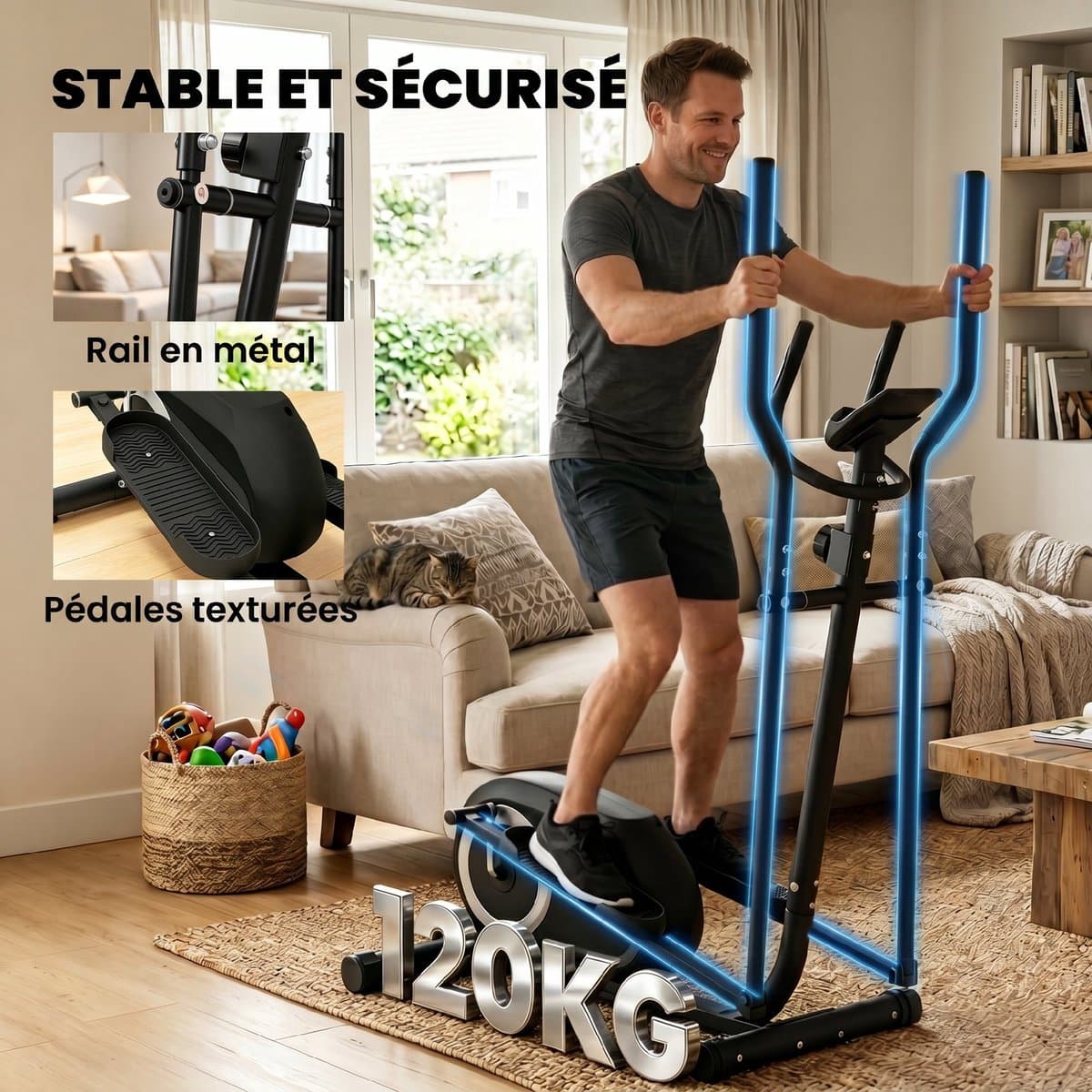 SPORTNOW Crosstrainer - Staal, Kunststof - 100 x 52 x 153 cm - Grijs thumbnail 4