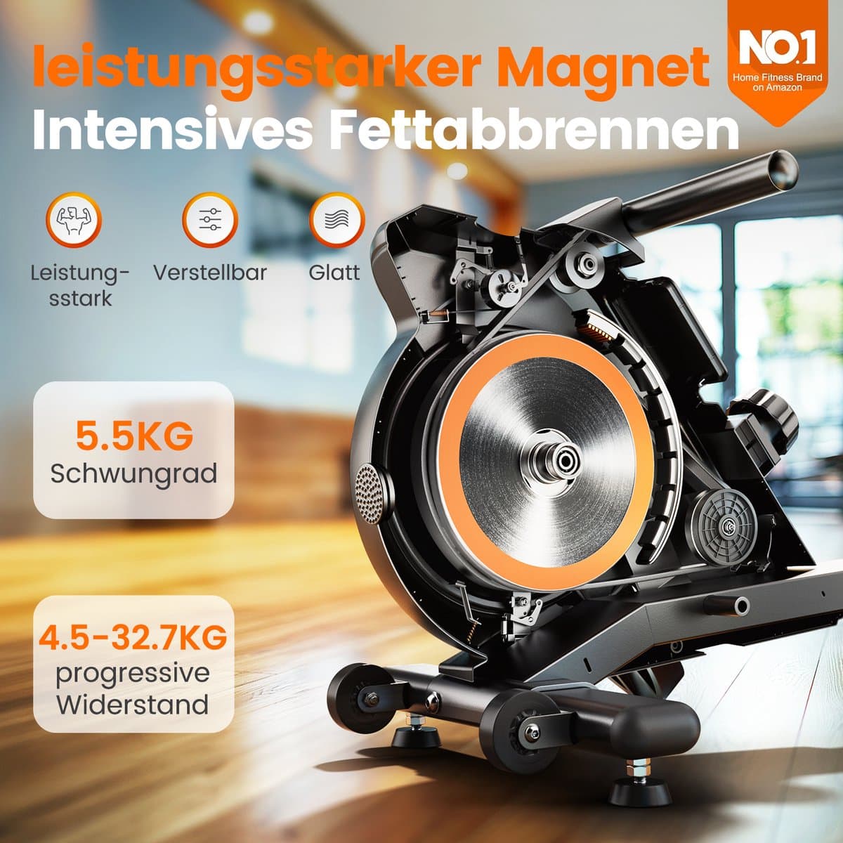 YOSUDA - Fluisterstille magnetische roeitrainer - 16 weerstandsniveaus met APP & LCD - Ruimtebesparend opvouwbaar - Tot 160 kg thumbnail 3