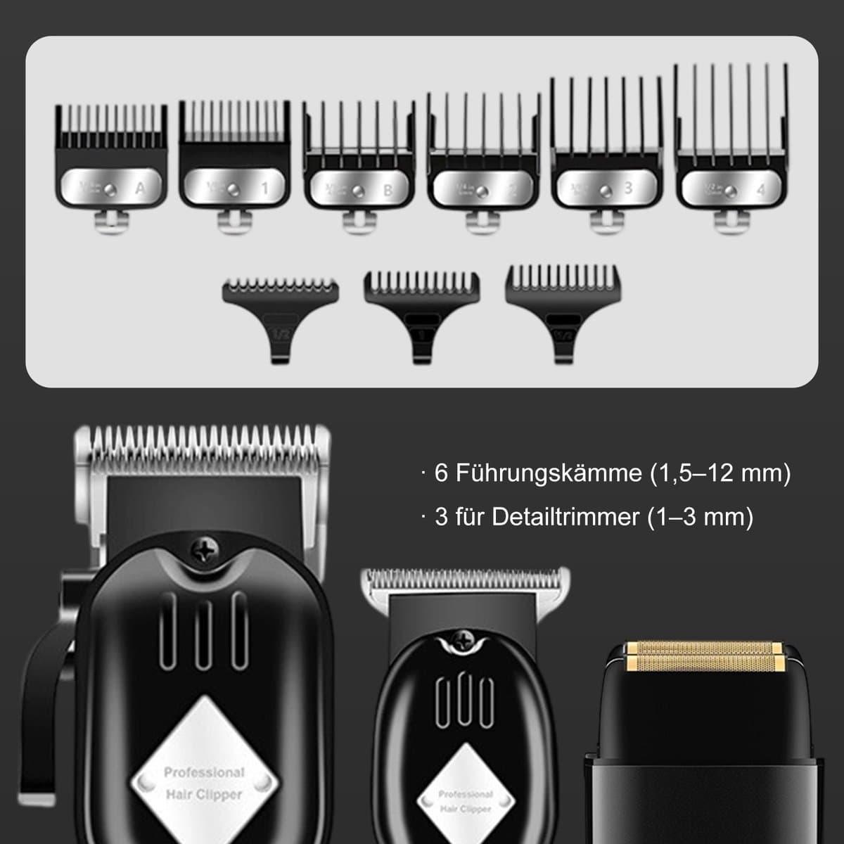 MIVRAY Tondeuses - Oplaadbare Tondeuse Set met Haar Tondeuse en Trimmer Set, Professionele Tondeuse voor Thuis, Kapsel Tondeuse, Metaal Roestvrij Staal, Zwart thumbnail 6