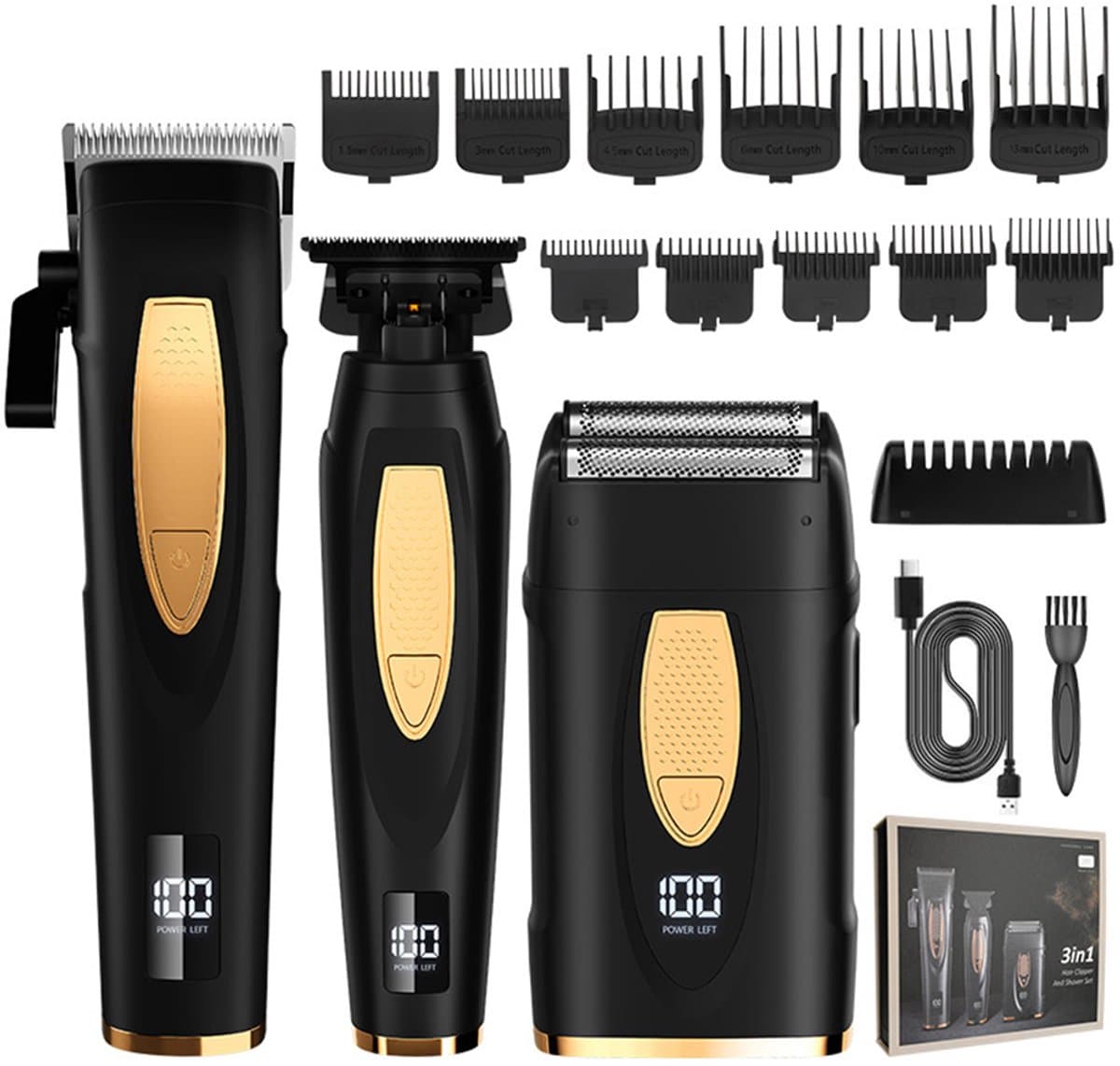 MIVRAY Tondeuses - Tondeuse Set Met Oplaadbare Haar Tondeuse En Barttrimmer, Trimmer Set Voor Thuis, ABS, Zwart