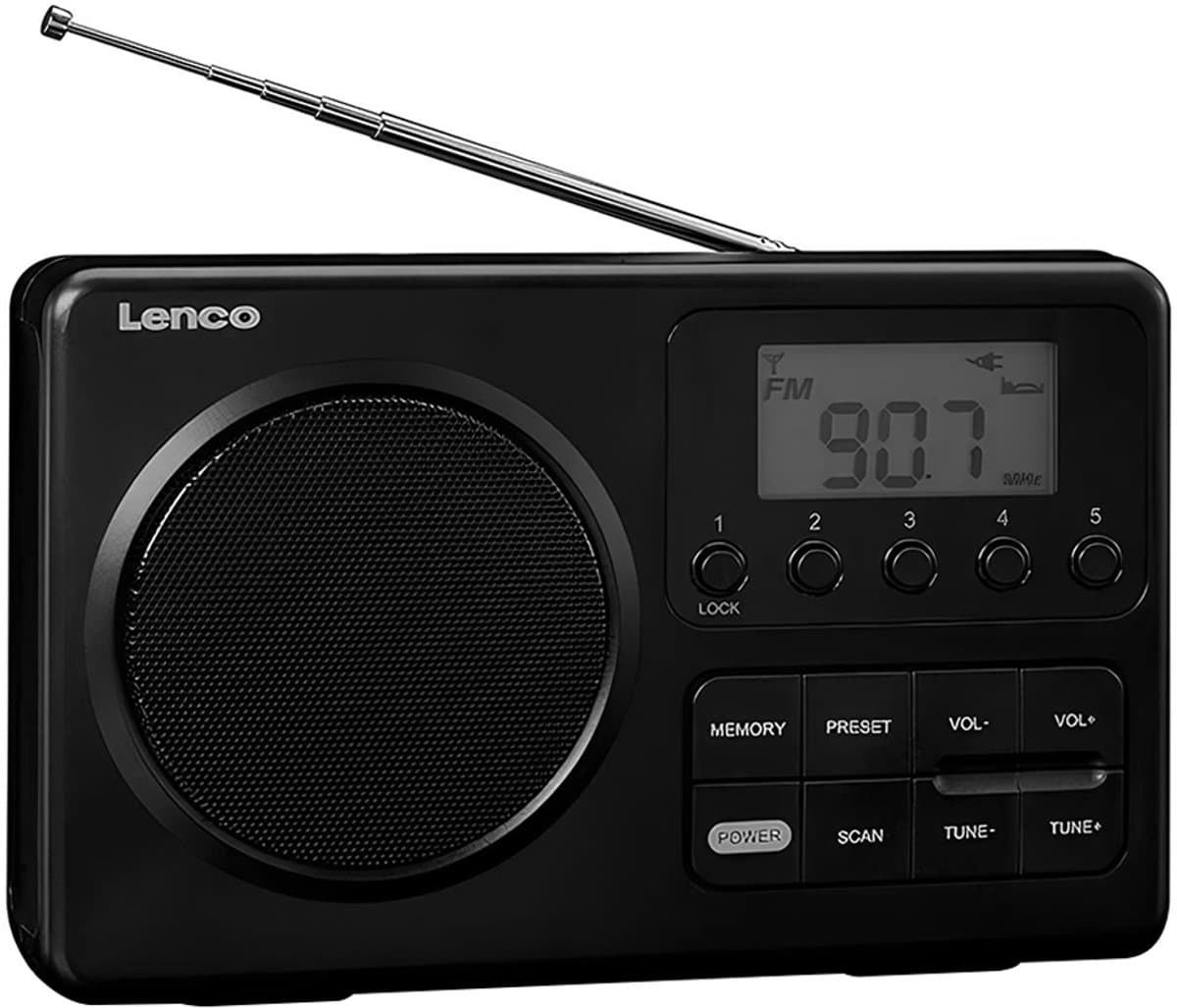 Lenco MPR-035BK Draagbare Radio op Batterijen en Netstroom - Compacte FM Radio met LCD-scherm, 20 Voorkeurzenders en Noodradio Functie - Zwart thumbnail 5