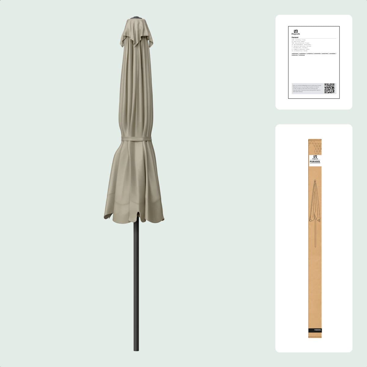 LifeGoods Parasol - Tuin - Balkonparasol - 200x125cm - 30° Kantelbaar - Waterdicht - UPF50+ - Taupe thumbnail 7