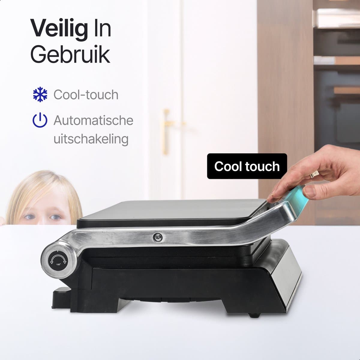 Rurido XL Tosti Apparaat 2000W – Uitneembare Platen & Vaatwasserbestendig – Groot Grilloppervlak – 180° Openklapbaar – Contactgrill – Panini Grill – Grill Apparaat – Tosti ijzer thumbnail 5
