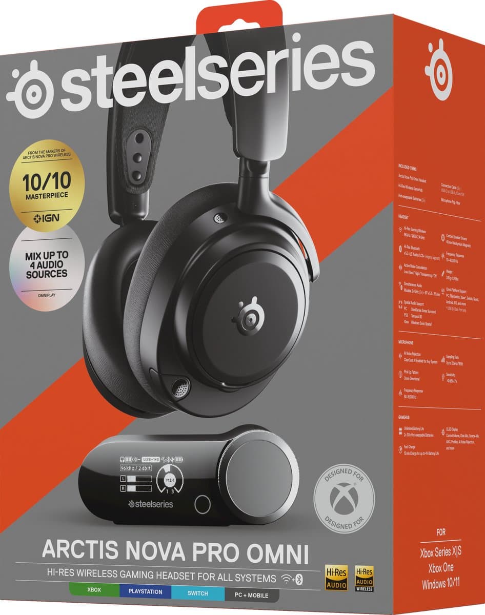SteelSeries - Arctis Nova Pro Omni - Hi-Res Wireless Certified Gaming Headset - PC, PlayStation, Xbox & Switch - Zwart thumbnail 6