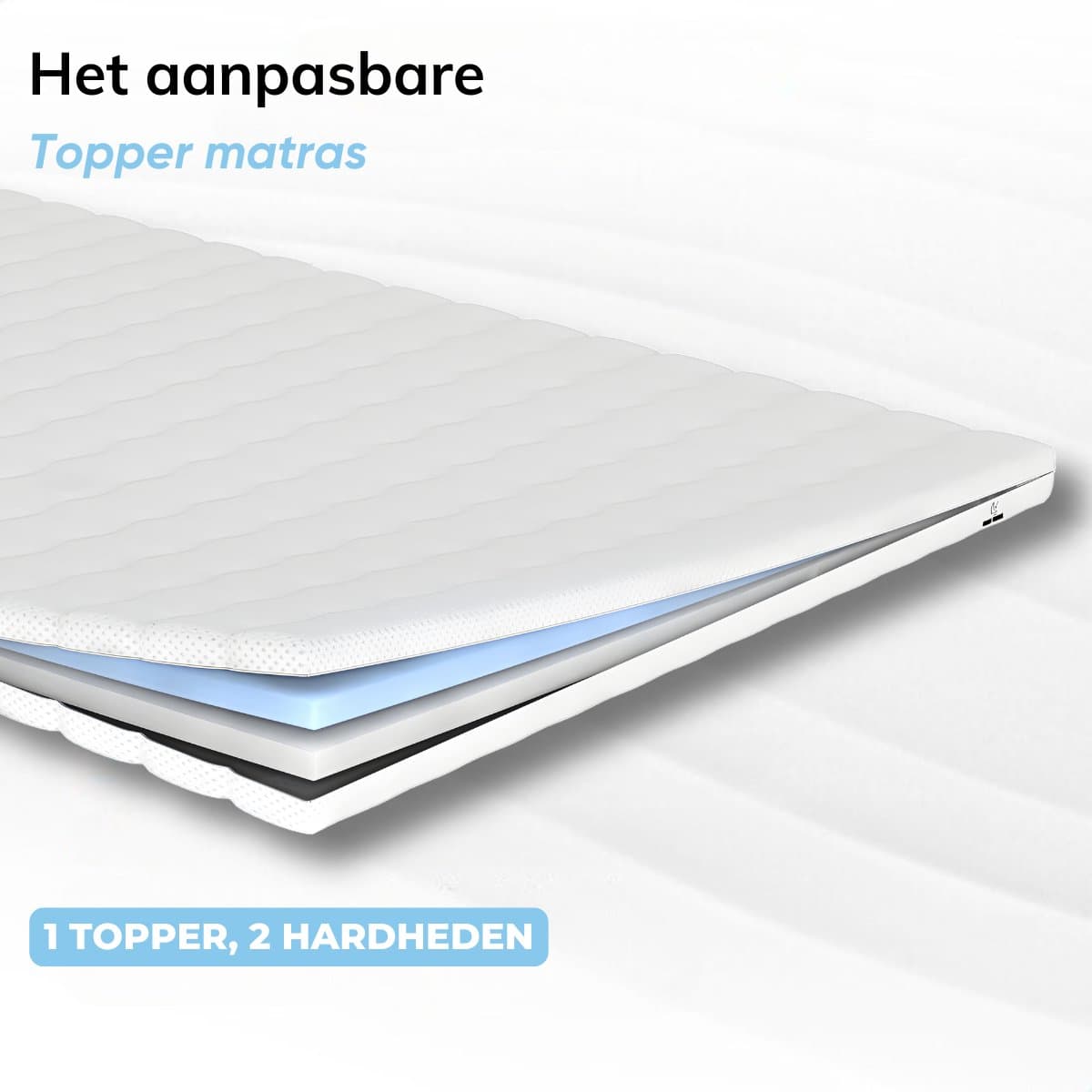 Maan matras ® - Topper 140x200 - Aanpasbaar - 10 cm dik - Koudschuim & Hybrid- Afneembare tijk wasbaar - 140x200 cm thumbnail 4