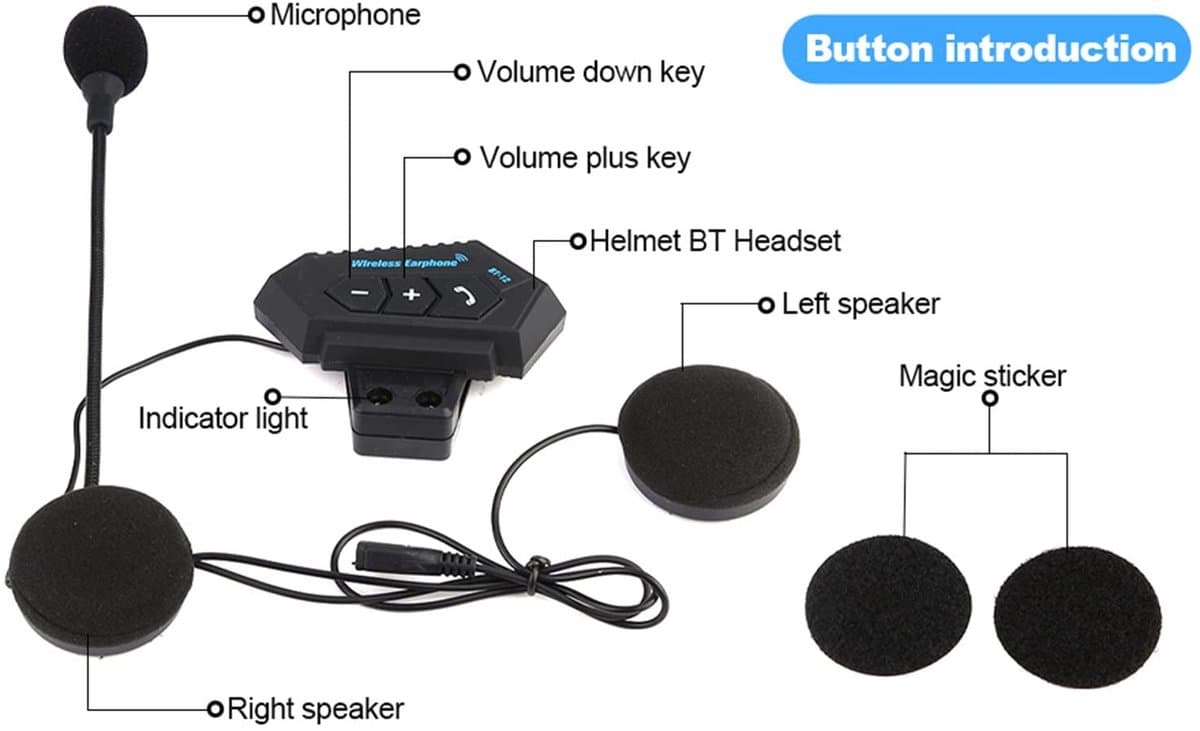 Dailygoody - Helm Bluetooth Headset - Motorhelm Headset - Handsfree Bellen - Hoofdtelefoon - Hoge Geluidskwaliteit - Communicatiesysteem - Geschikt vo... thumbnail 4
