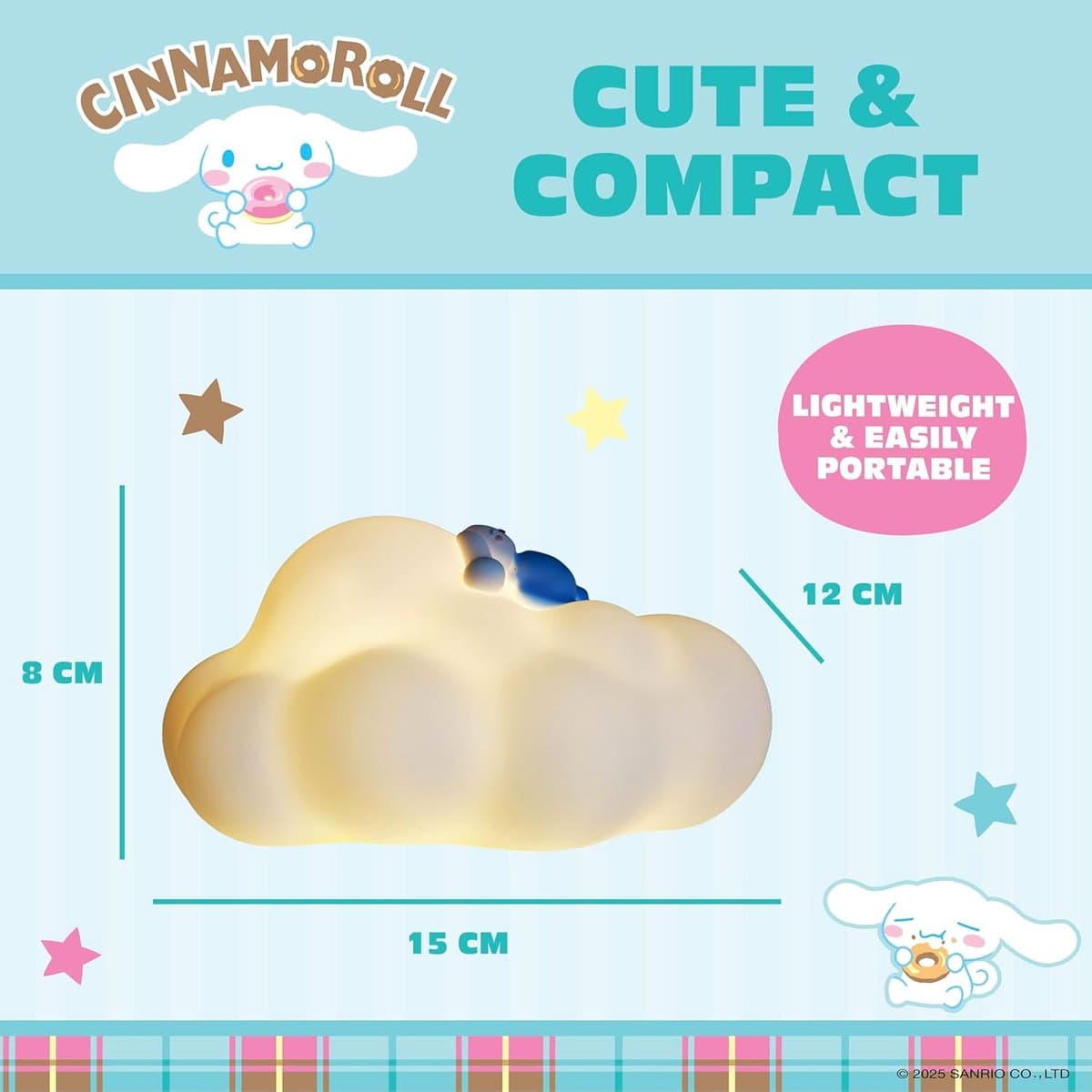 Cinnamoroll – wolk design - sfeerlicht lamp - USB-C oplaadbaar (Sanrio) thumbnail 5