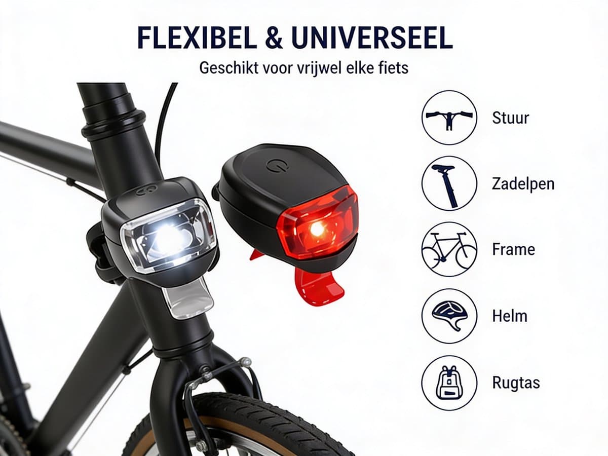 Fietsverlichting Set Voor & Achter – LED Fietslamp Batterij – Waterdicht – Inclusief 4x CR2032 – Sterke Fiets Lampen – Eenvoudige Montage thumbnail 5