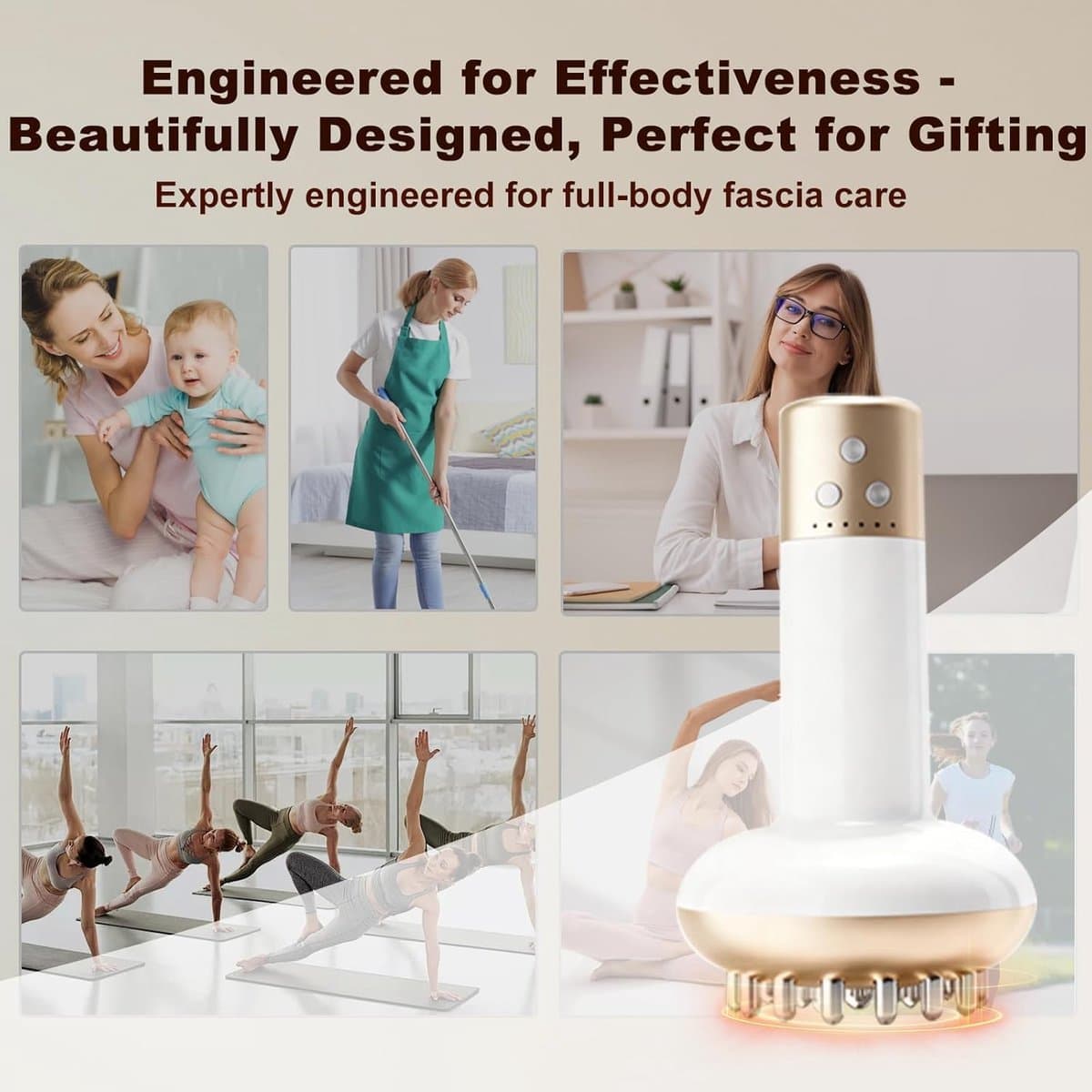 Handheld Elektrische Massager – Lymfedrainage Massager met Microstroom, Warmte & Trilling – Compact Fysiotherapie Apparaat – Lichaam Vormapparaat voor Benen, Armen & Buik – Verlicht Vermoeidheid en Spierpijn – Wit thumbnail 3