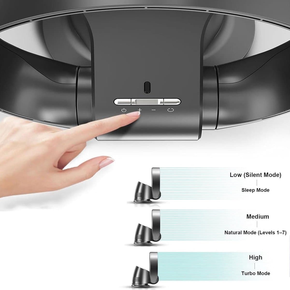 Bladloze Wandventilator 14" – 9 Snelheidsstanden, 90° Oscillerend, Timer, Fluisterstil | Draagbare Tafel- & Wandventilator voor Thuis, Slaapkamer, Kantoor | Inclusief Afstandsbediening – 35W Bladloos Ontwerp (Zilver) thumbnail 5