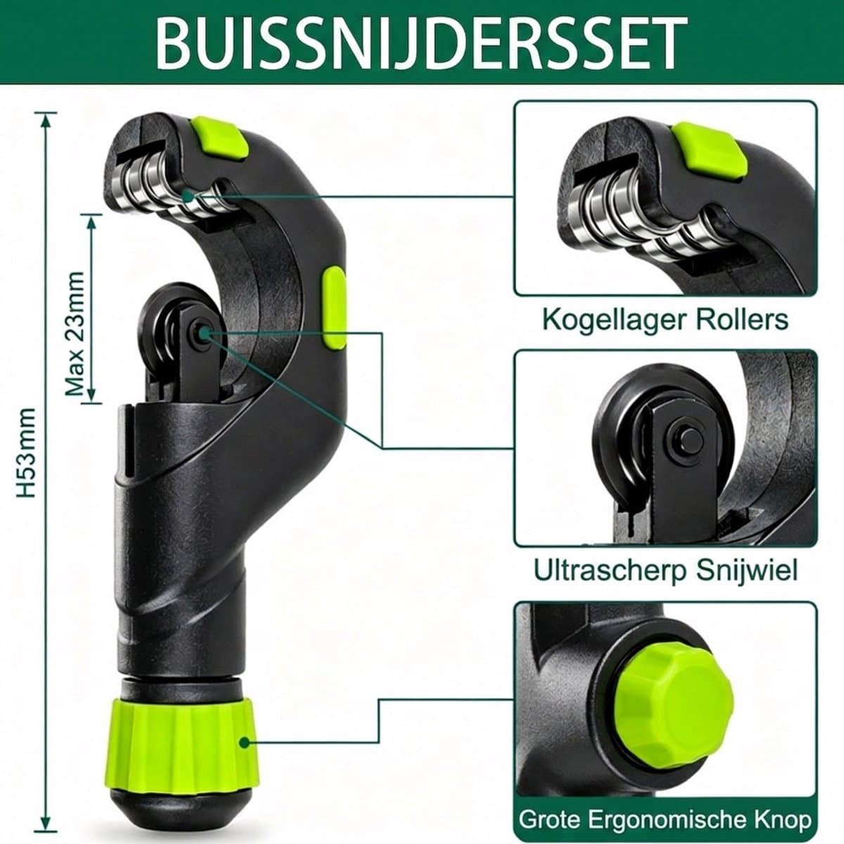 Fokelyi - Pijpsnijder - met ontbramer - Bereik 0 tot 50 mm Buizensnijder voor staal - Pijpsnijder koper - PVC Schaar - 2-delige set thumbnail 3