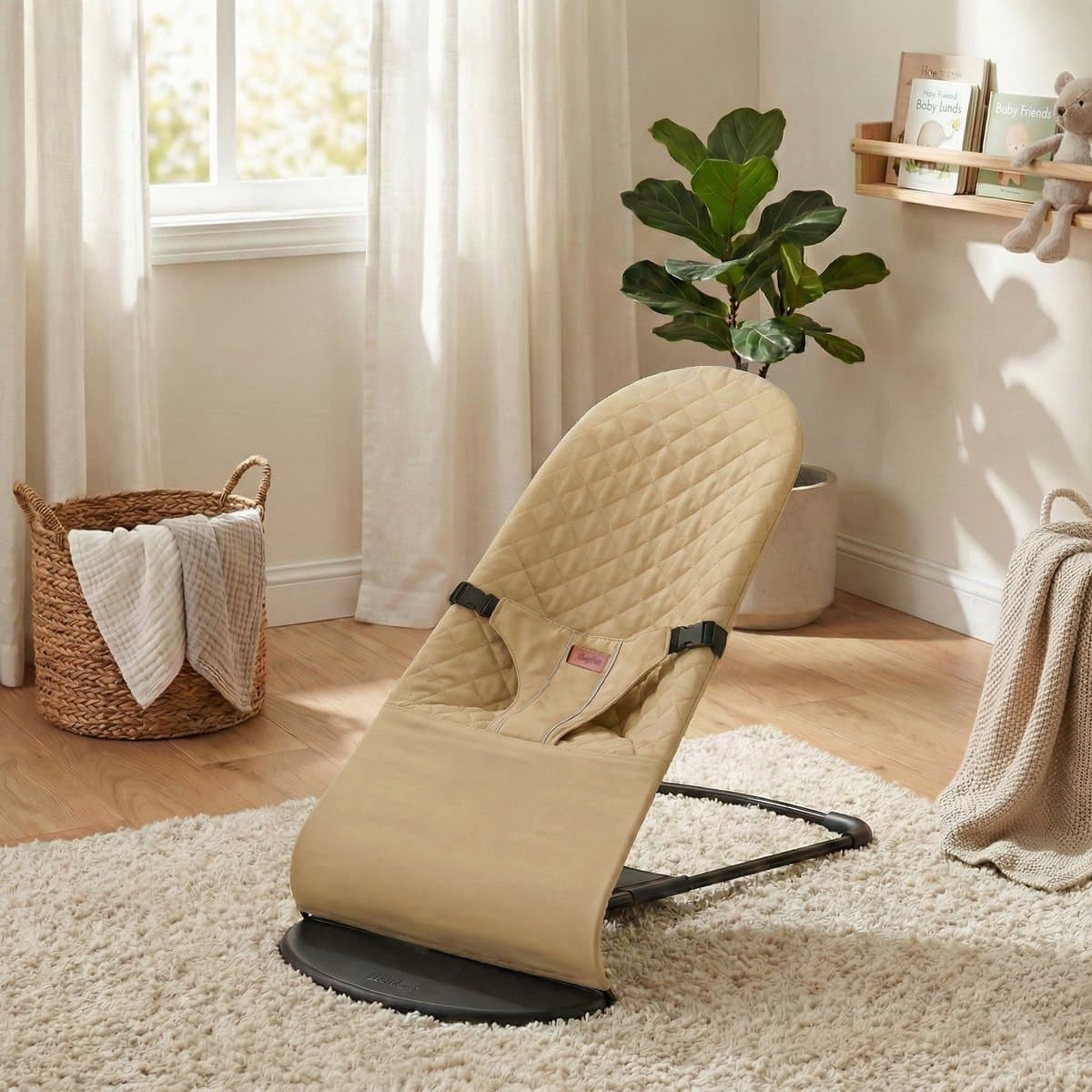 BayBoo Wipstoel Beige - Baby Bouncer - Makkelijk Meenemen - Swing Stoel thumbnail 4