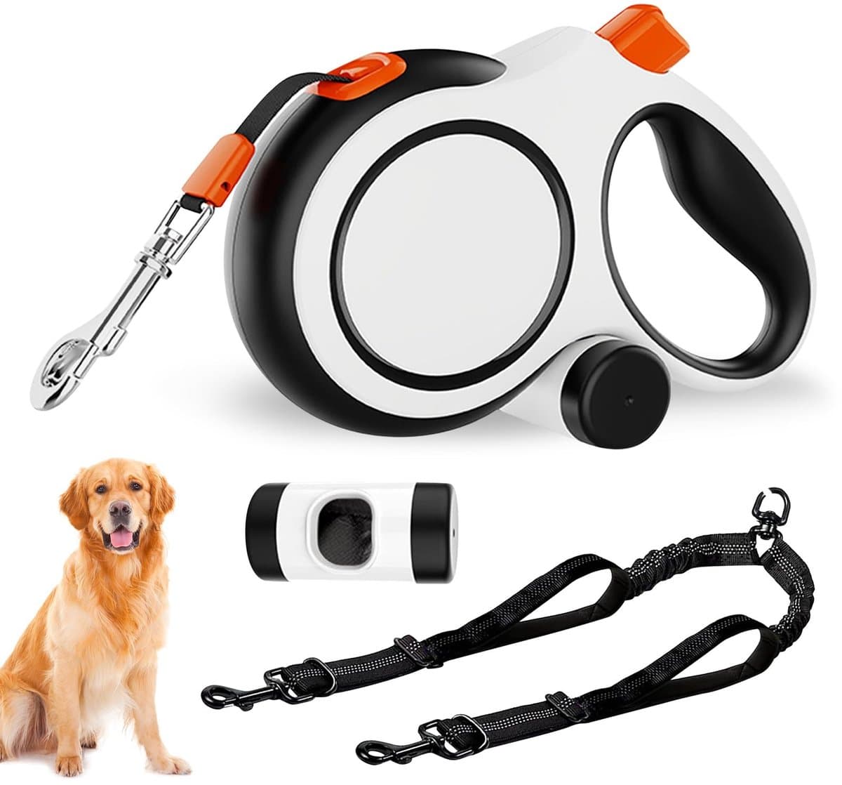 Dailygoods- Intrekbare Hondenriem 8 m - Rollijn voor Honden - Looplijn voor Middelgrote/Grote Honden - Robuust en Duurzaam - Poepzakdispenser - Veilig en Praktisch