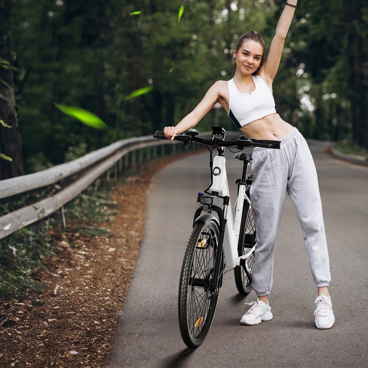 Qekud Elektrische Fiets - E-bike - 26 / 27.5 inch - 250W Motor -36V 13Ah Accu - 100km - 7 Versnellingen - met app - Wit thumbnail 6