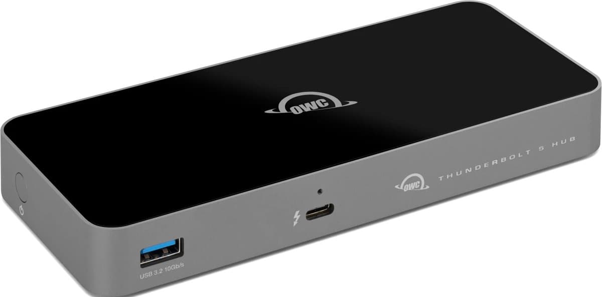 OWC Thunderbolt 5 Hub - 4x USB-C & 1x USB-A - 120 Gb/s - 140W - Zilver/Zwart