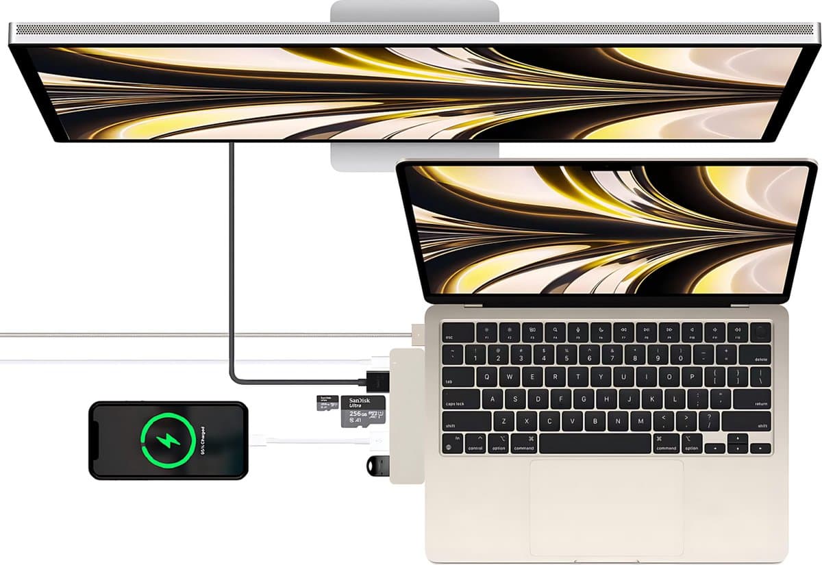 iMounts MacBook Air usb-c hub - HDMI - USB3.0 - SD reader - M2/M3/M4/M5 - Starlight / Sterrenlicht thumbnail 6