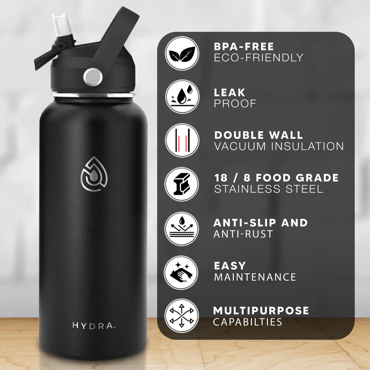 Hydra Essentials® RVS Drinkfles 650 ml - Thermosfles met Rietje en Draaidop - Dubbelwandig BPA-vrij & Lekvrij - 24u Koud / 24u Warm - Inclusief Schoonmaakborstel - Cadeau voor Volwassenen - Sport, Werk & School - Pink Lady thumbnail 4