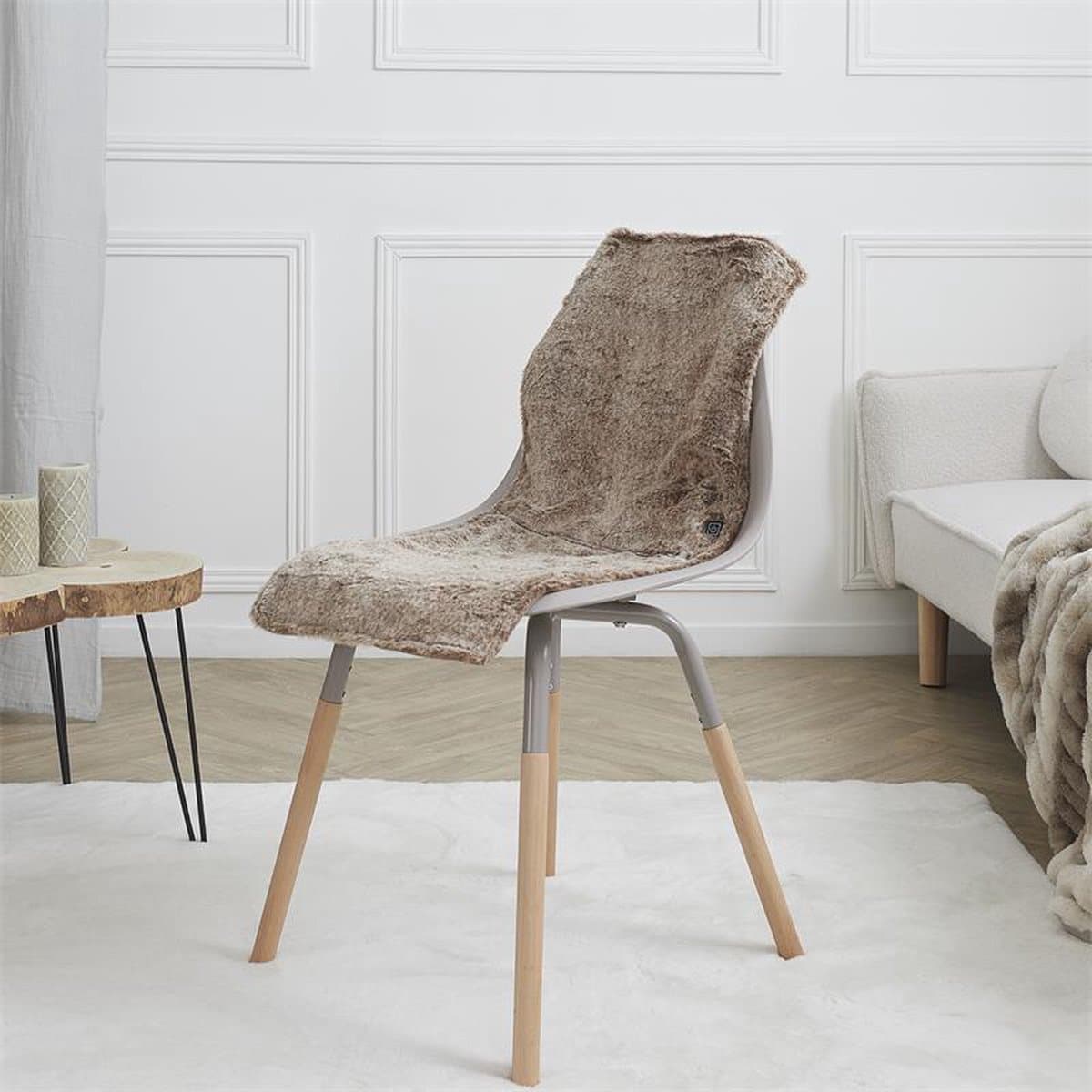 Verwarmd Stoelkleed voor Stoel met 3 Warmtestanden – Draadloos Infrarood Warmtedeken 38 x 83 cm – Bruin (inclusief powerbank)