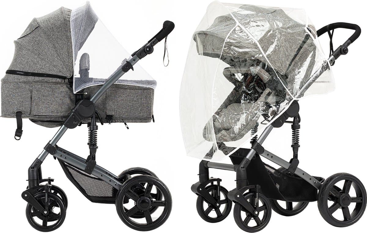 Luxe 3-in-1 Kinderwagen - Wandelwagen - Autostoeltje - Buggy - Reiswieg - Inklapbaar - 0-36 Maanden - Grijs thumbnail 7
