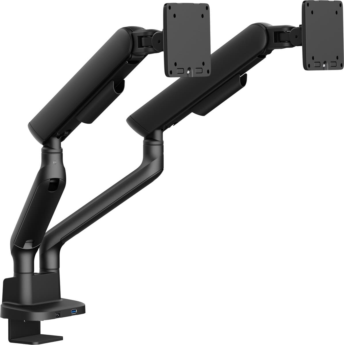 Alberenz® Dubbele Monitor Arm Zwart 2026 met USB-C & USB-A – Verstelbare Monitorbeugel met Gasveer – Tot 35" / 11 kg per Scherm – Ergonomisch & Ultrawide Geschikt – VESA 75x75 & 100x100 thumbnail 3