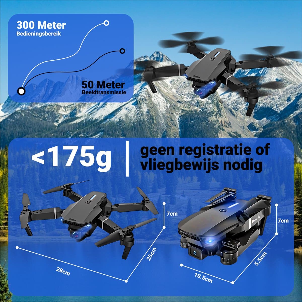 HAWX Drone - Drone met 4K Camera - Mini drone - Voor Kinderen/Volwassenen - Drones - Tot 90 Minuten Vliegen - Incl. 3 Batterijen, Opbergtas, Landing Pad thumbnail 6