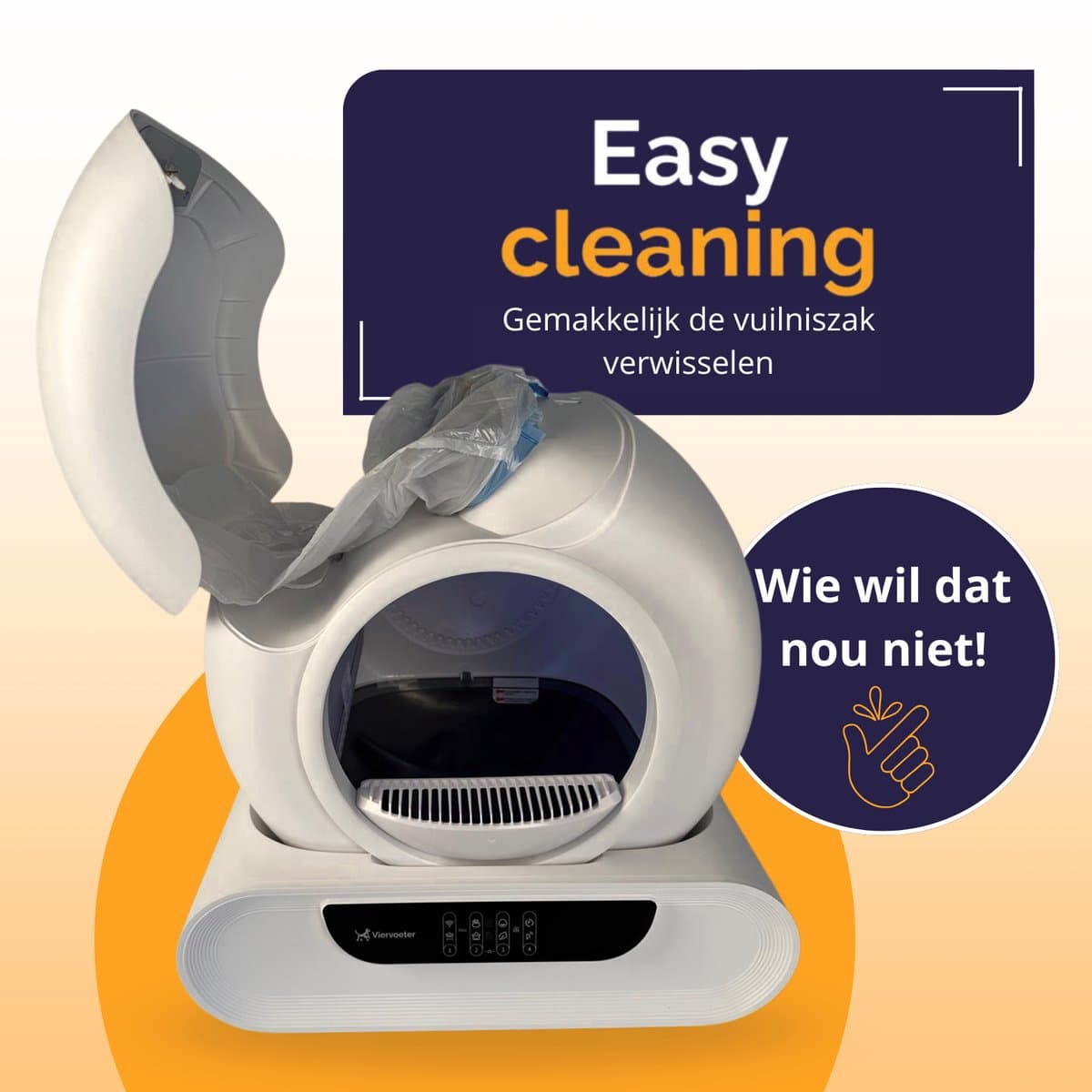 Viervoeter Fresh 2 Modern - Automatische Zelfreinigende Kattenbak – Bedienen via App – 65L - incl drinkfontein, matje en 3 rollen opvangzakjes thumbnail 6