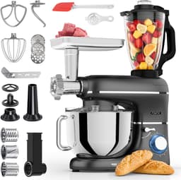 Productfoto van Fentic Keukenmachine – 2000W – Keukenrobot – Foodprocessor - 6,2L Mengkom – Incl. Vleesmolen, Blender en extra Accessoires – Zwart