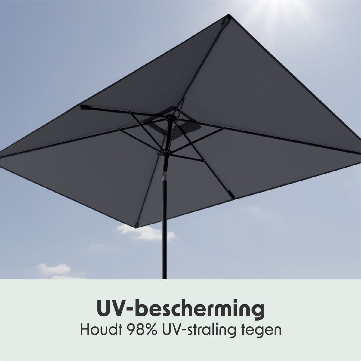 LifeGoods Parasol - Tuin - 268x178cm - 30° Kantelbaar - Waterdicht - UPF50+ - Donkergrijs thumbnail 5