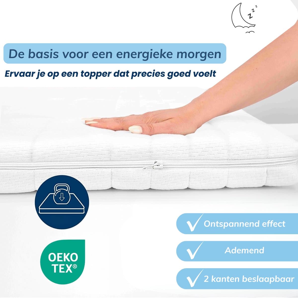 Maan matras® - Topper 160x200 - Topmatras - Topdekmatras - 8cm dik - HR Koudschuim - Afritsbaar en wasbaar - Medium Hardheid - Matrastopper - Topper Hotel XL thumbnail 5