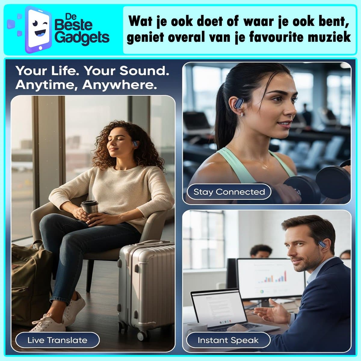 De Beste Gadgets Draadloze Oordopjes: open-ear, touchscreen case, 70 uur thumbnail 8